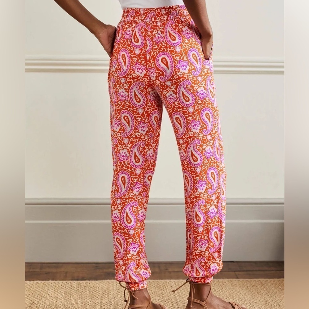 💞BODEN,ENCHANTING-PAISLEY, WOMENS TAPERED PANTS in PAPAYA, EUC,Size 10 Regular